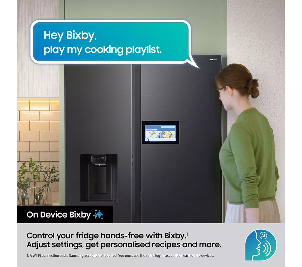 SAMSUNG Bespoke AI Series 9 AI Home RS90F64EDFEU American-Style Smart Fridge Freezer - Black