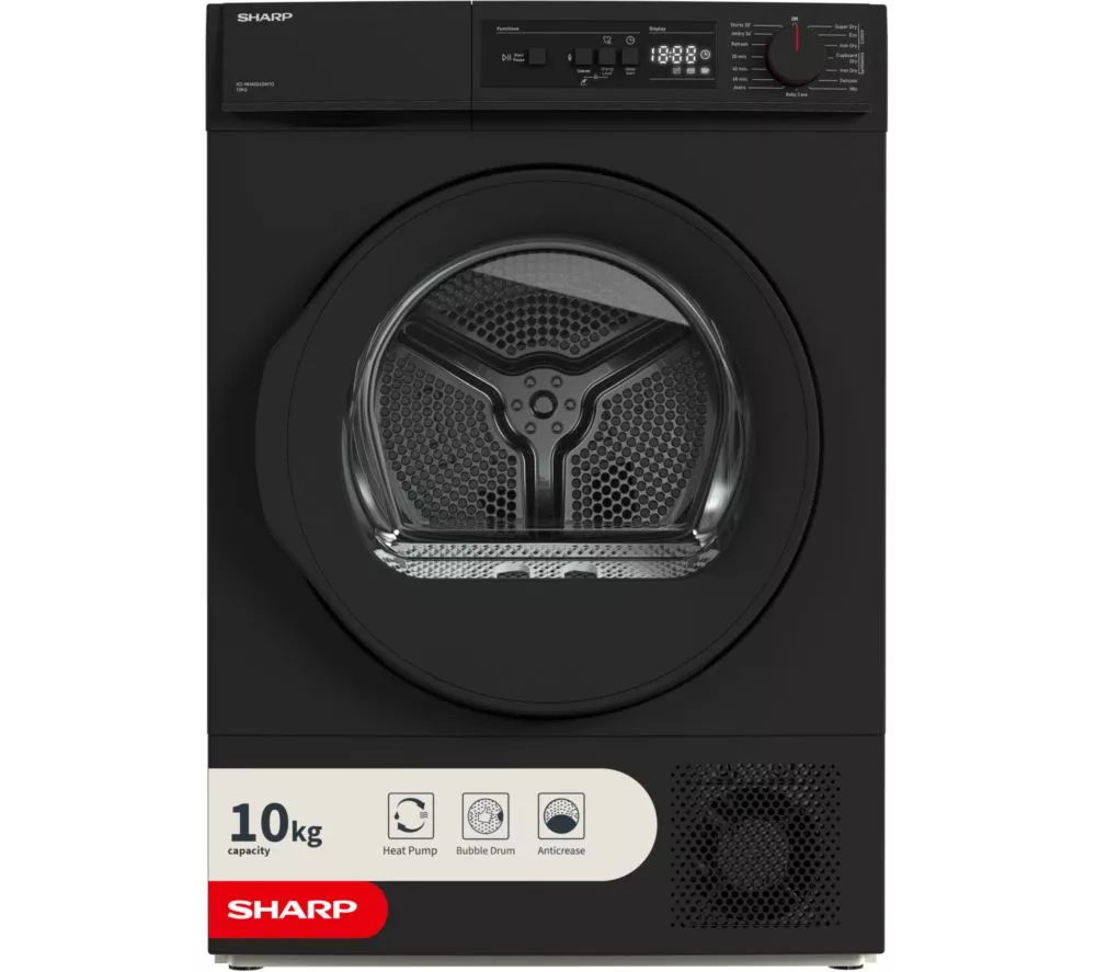 SHARP KD-NHA0S6GM1D-EN 10 kg Heat Pump Tumble Dryer - Matte Black