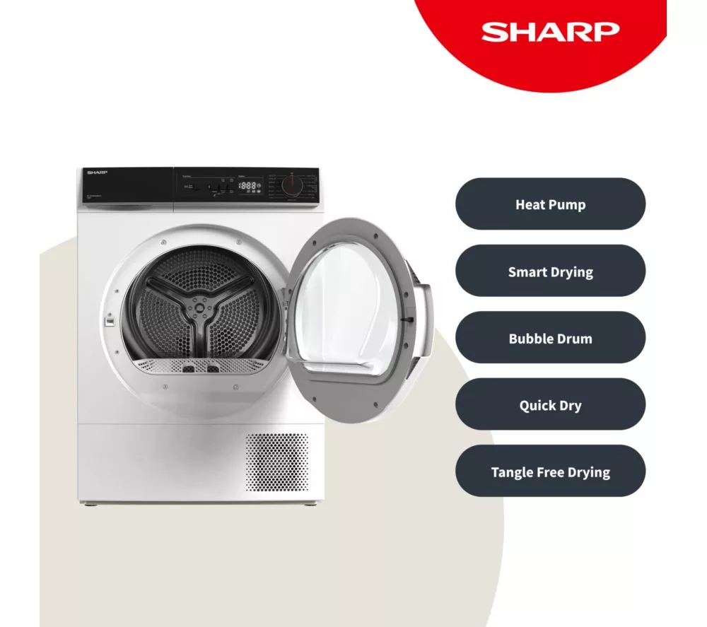 SHARP KD-NHA0S6GW1D-EN 10 kg Heat Pump Tumble Dryer - White - Image 3
