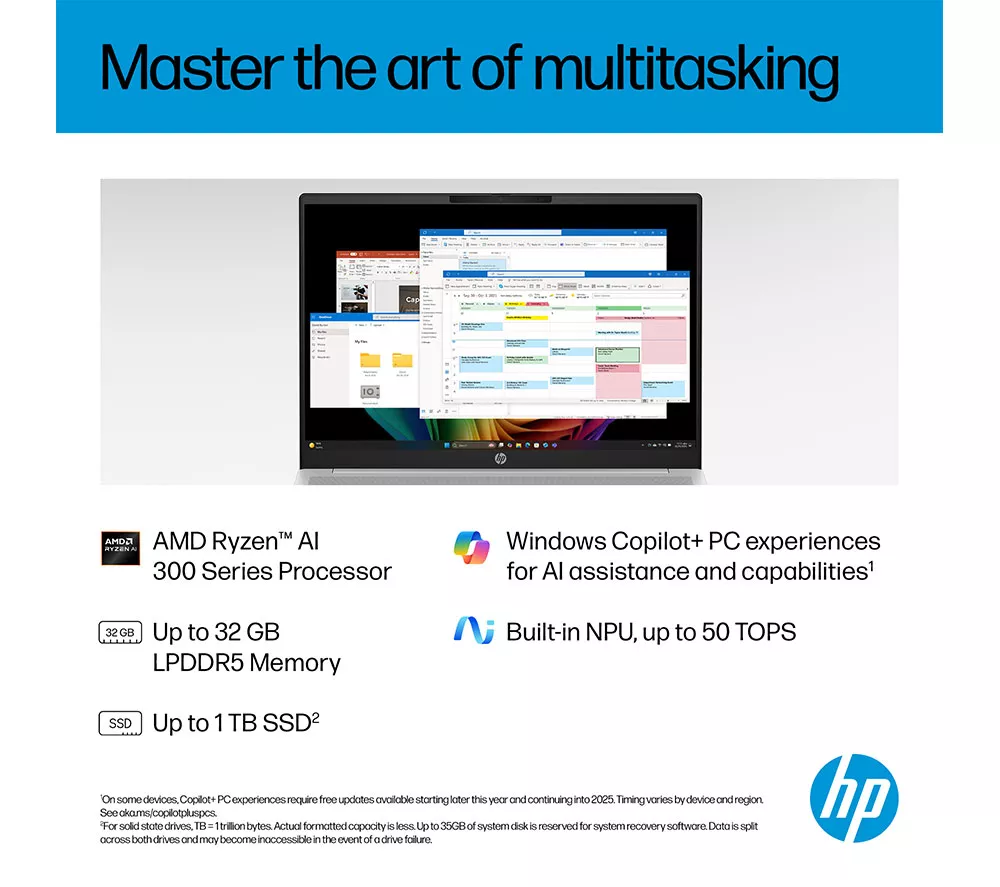 HP OmniBook 5 NGAI 16" Laptop, Copilot+ PC - AMD Ryzen AI 7, 512 GB SSD, Glacier Silver - Image 5