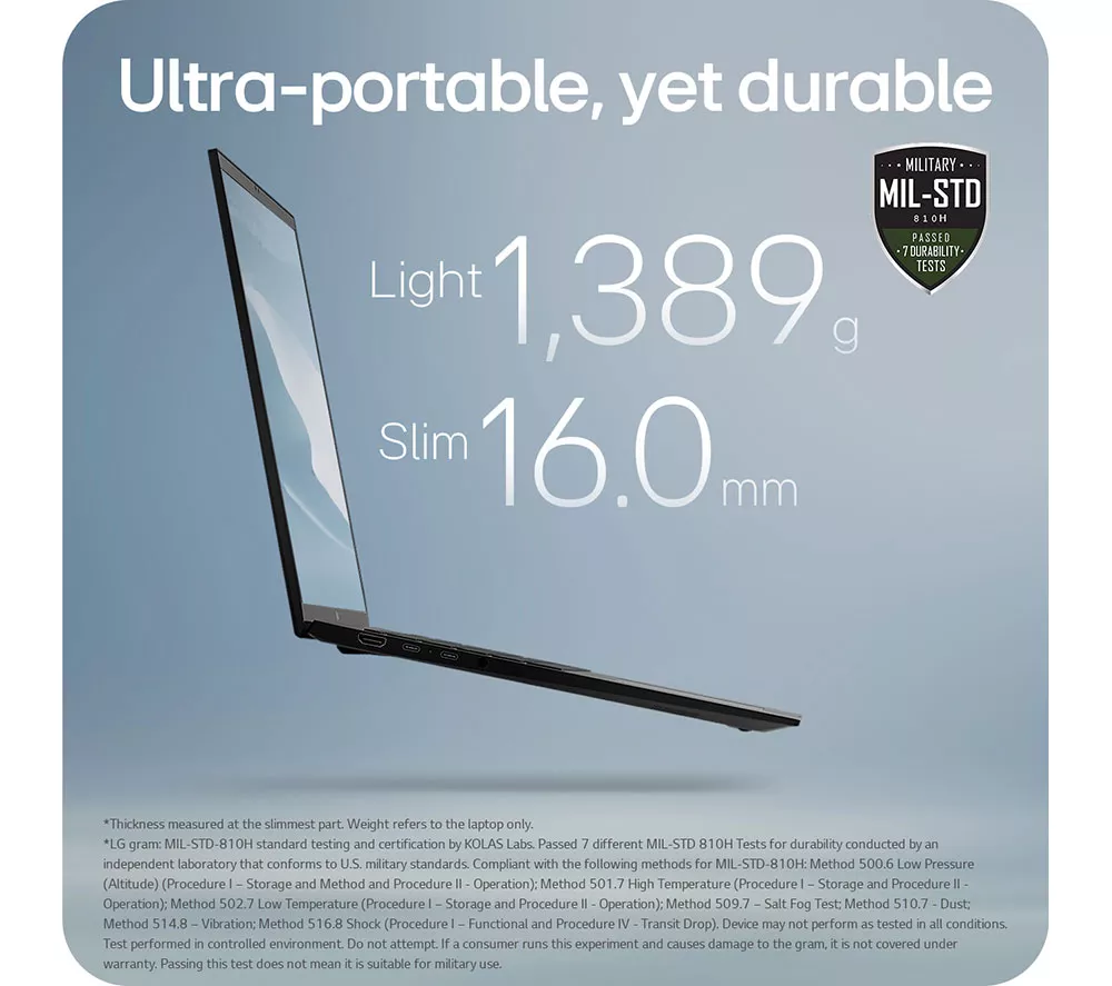 LG gram 17 17Z90TL-G.AU88A1 17" Laptop, Copilot+ PC - Intel® Core™ Ultra 7, 1 TB SSD, Black - Image 4