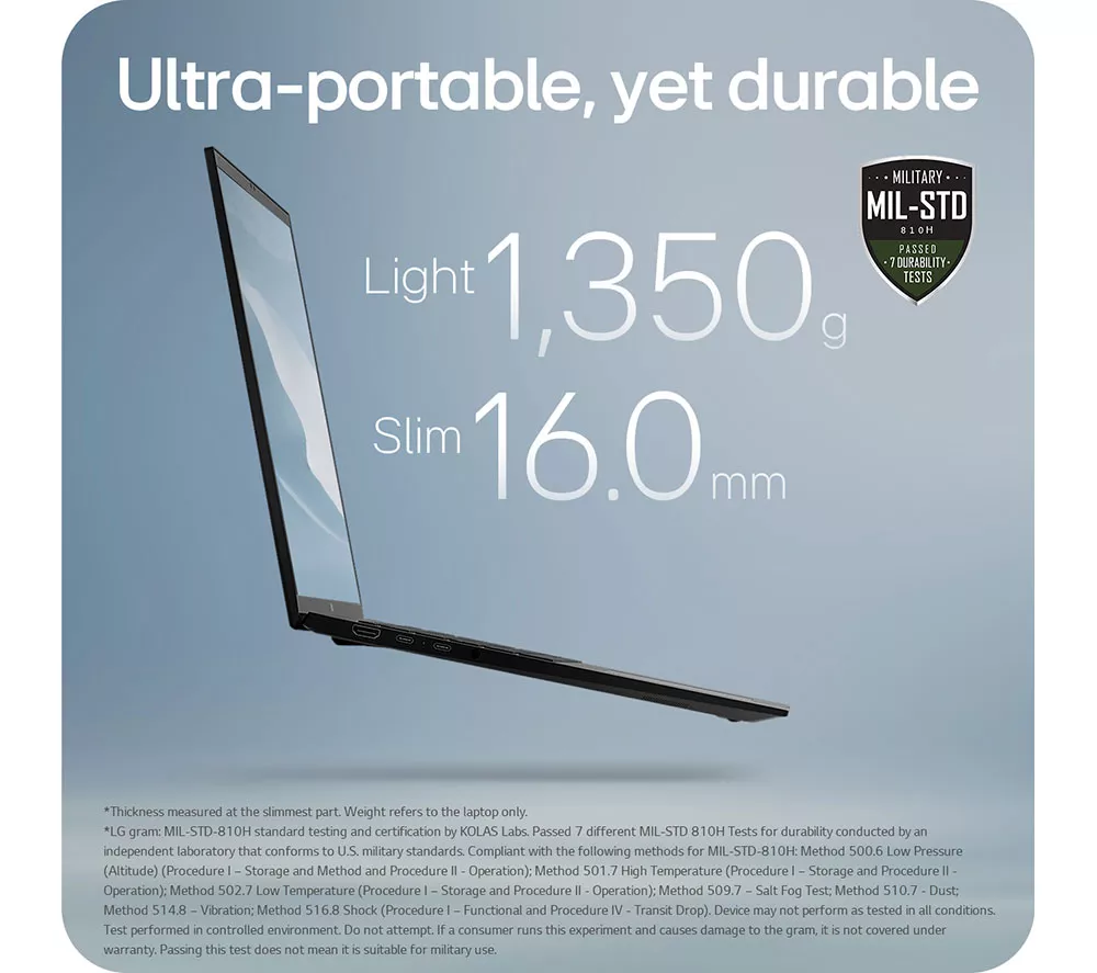 LG gram 17 17Z90T-G.AD88A1 17" Laptop, Copilot+ PC - Intel® Core™ Ultra 7, 1 TB SSD, Black