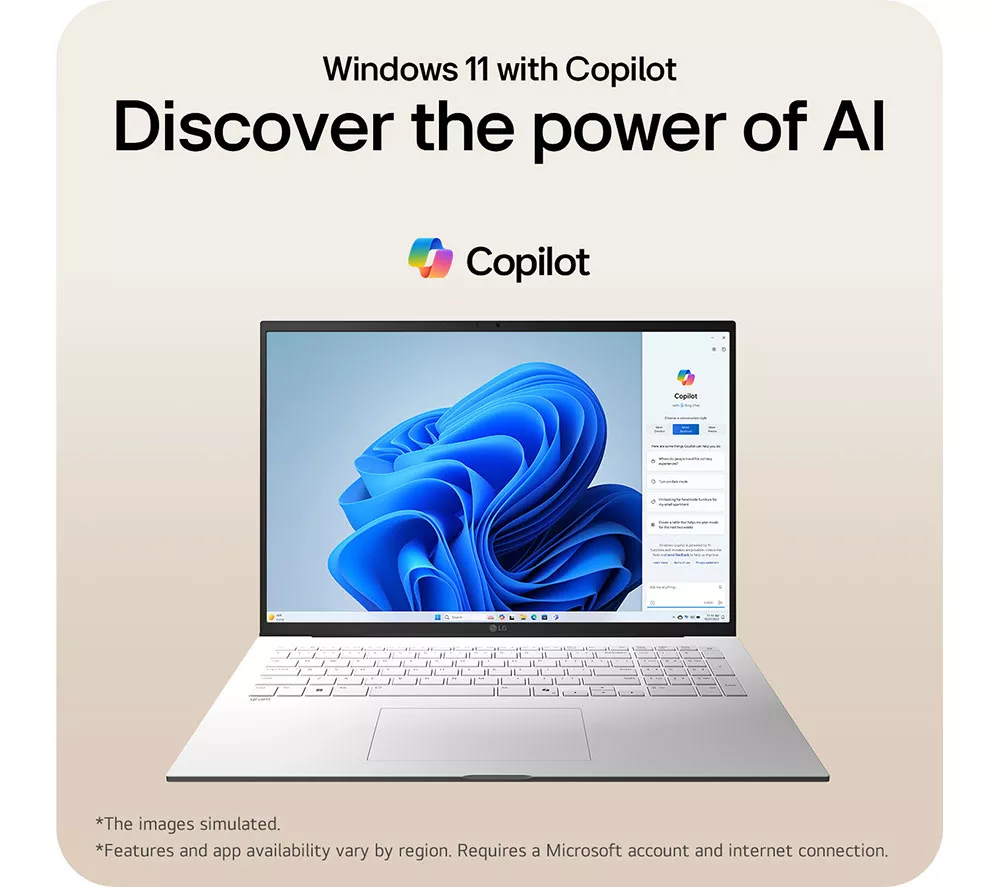 LG gram 17 17Z90T-G.AD88A1 17" Laptop, Copilot+ PC - Intel® Core™ Ultra 7, 1 TB SSD, Black