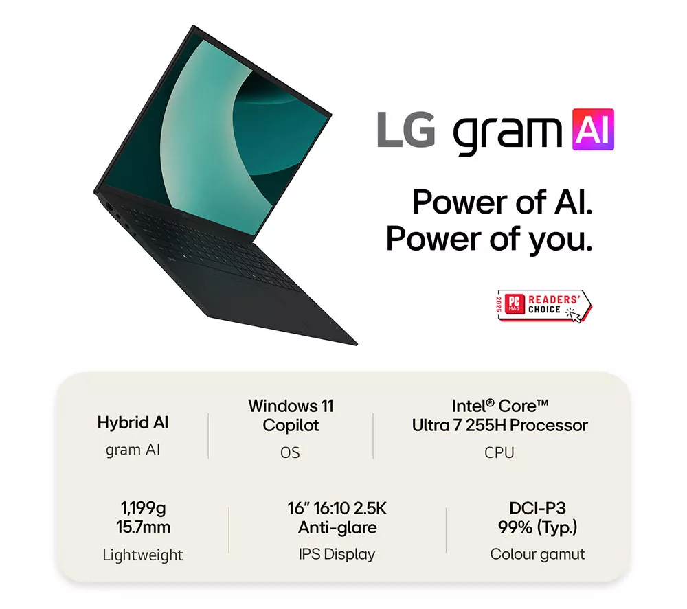 LG gram 16 16Z90T-G.AA78A1 16" Laptop, Copilot - Intel® Core™ Ultra 7, 1 TB SSD, Black - Image 3