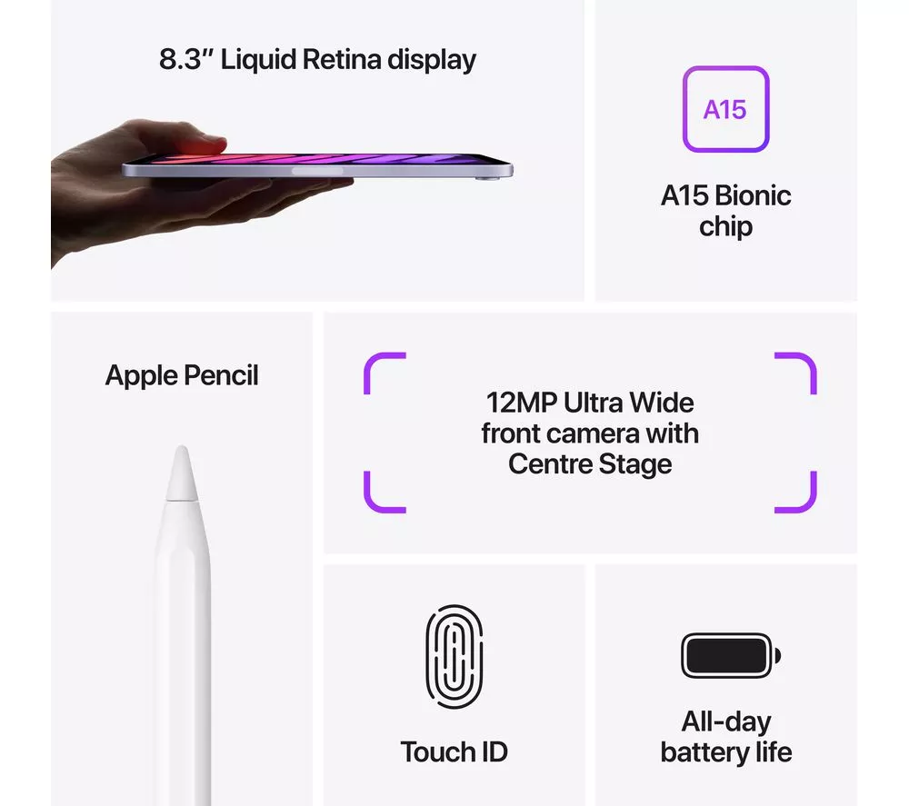 APPLE 8.3" Refurbished iPad mini (2021) - 64 GB, Purple (Excellent Condition) - Image 6