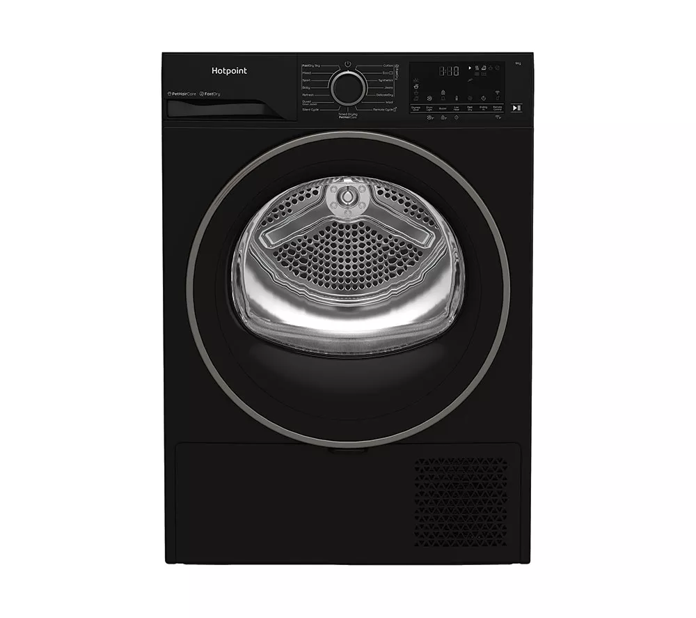 HOTPOINT FabricCare C HD 94M BBS UK WiFi-enabled 9 kg Heat Pump Tumble Dryer - Black
