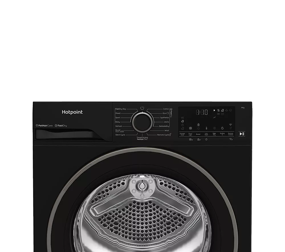 HOTPOINT FabricCare C HD 94M BBS UK WiFi-enabled 9 kg Heat Pump Tumble Dryer - Black
