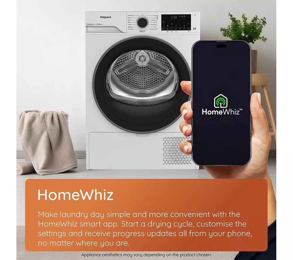 HOTPOINT FabricCare C HD 94M BBS UK WiFi-enabled 9 kg Heat Pump Tumble Dryer - Black