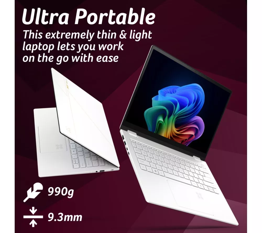 ACER Swift Edge AI 14" Laptop, Copilot+ PC - Intel® Core™ Ultra 7, 1 TB SSD, White