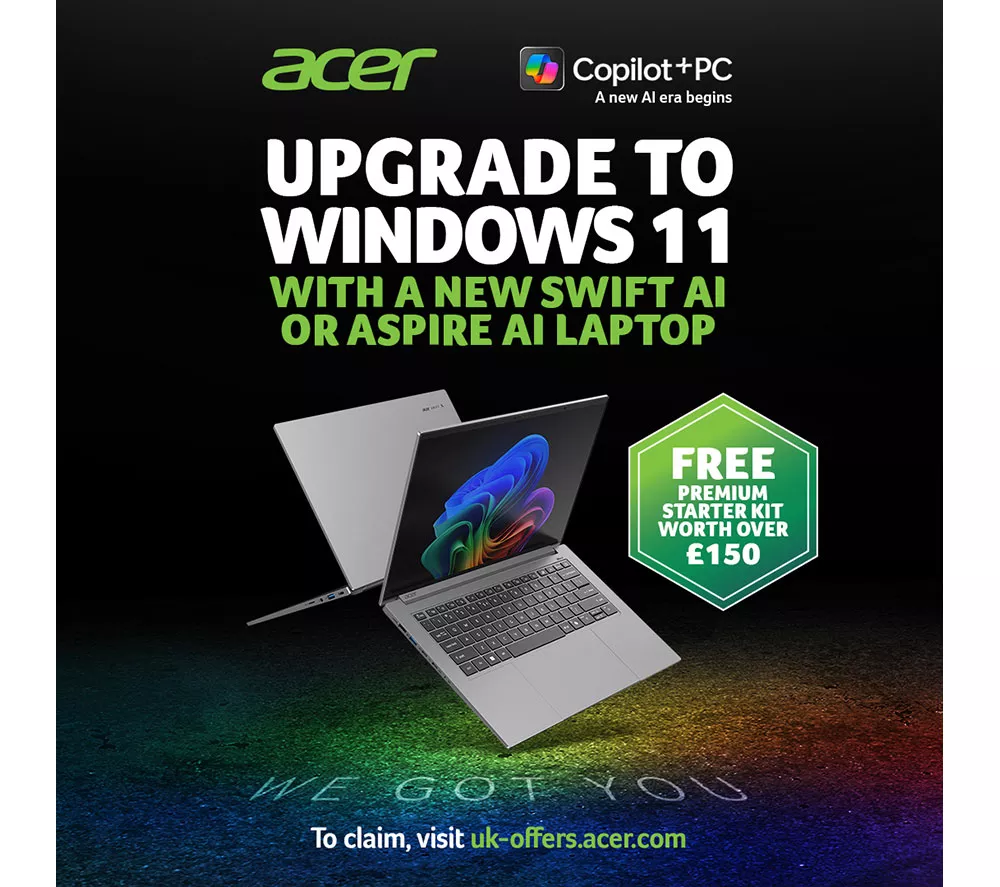 ACER Aspire 16 AI OLED 16" Laptop, Copilot+ PC - AMD Ryzen AI 7, 1 TB SSD, Grey