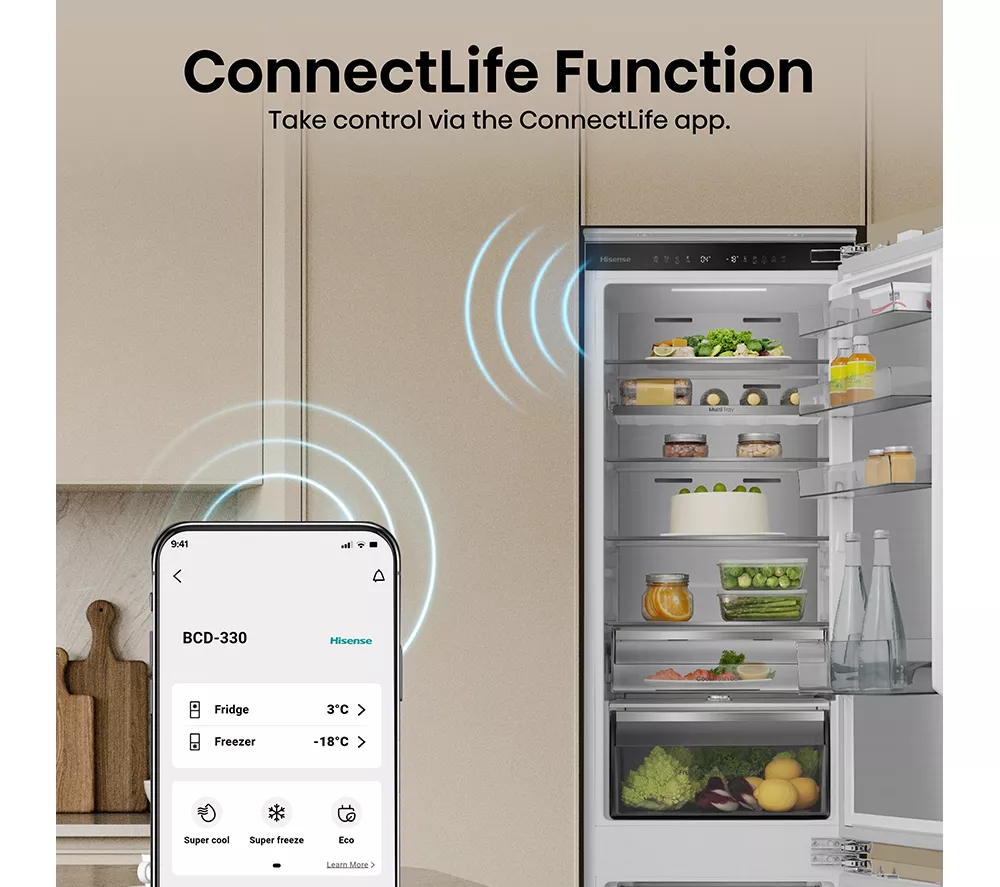 HISENSE RB5B280SSWC Integrated Smart 70/30 Fridge Freezer - Fixed Hinge - Image 3