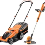 LAWNMASTER CLMF2437G COMBO Cordless Rotary Lawn Mower & Grass Trimmer Set with 2 Batteries - Orange & Black