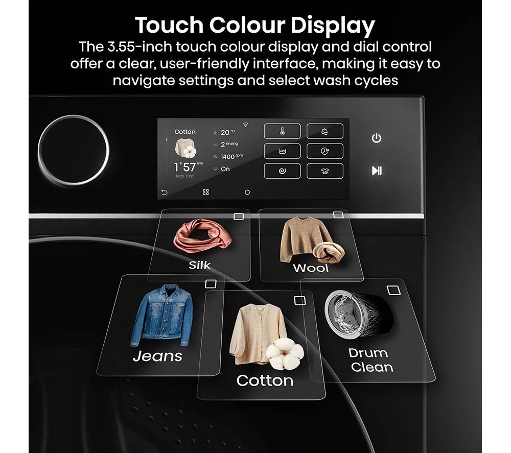 HISENSE KitchenFit 5i Series WD5I9043BBFS WiFi-enabled 9 kg Washer Dryer - Black