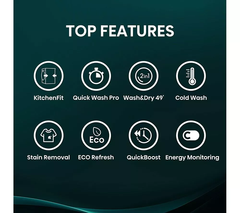 HISENSE KitchenFit 5i Series WD5I9043BBFS WiFi-enabled 9 kg Washer Dryer - Black