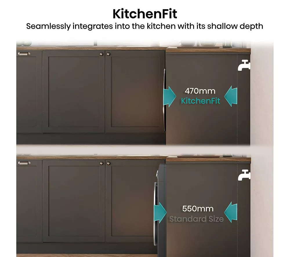 HISENSE KitchenFit 5i Series WD5I9043BBFS WiFi-enabled 9 kg Washer Dryer - Black