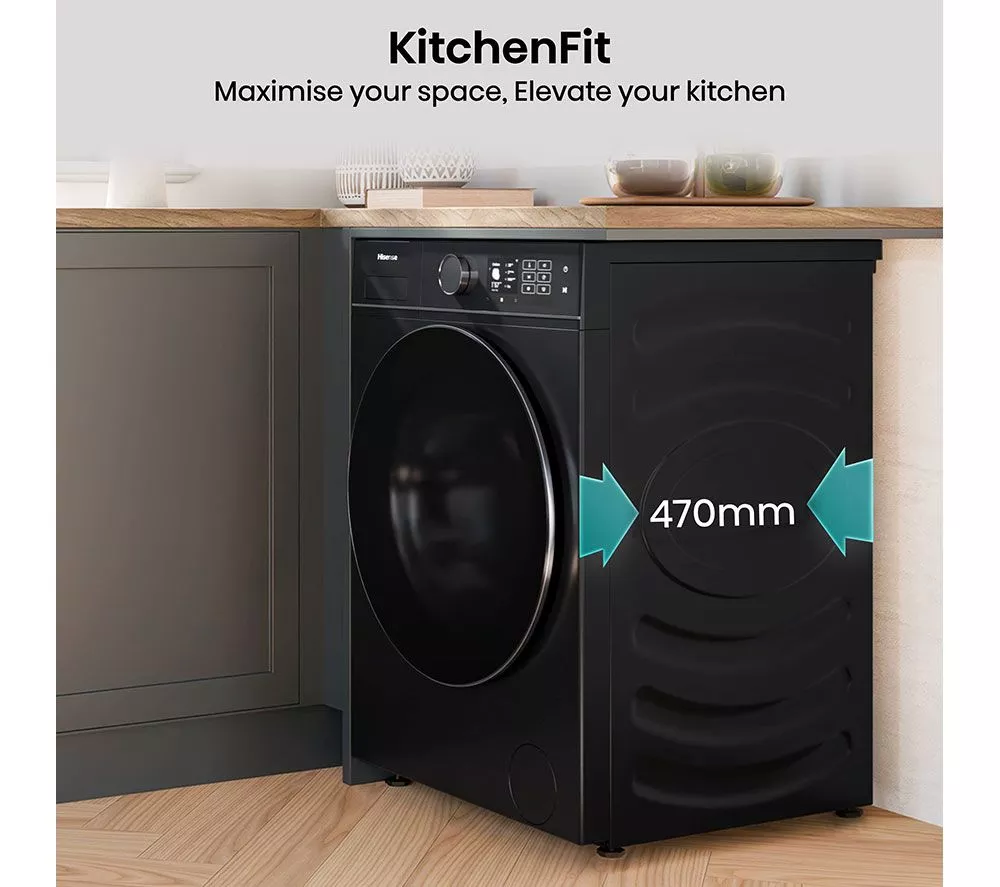 HISENSE KitchenFit 5i Series WD5I9043BBFS WiFi-enabled 9 kg Washer Dryer - Black