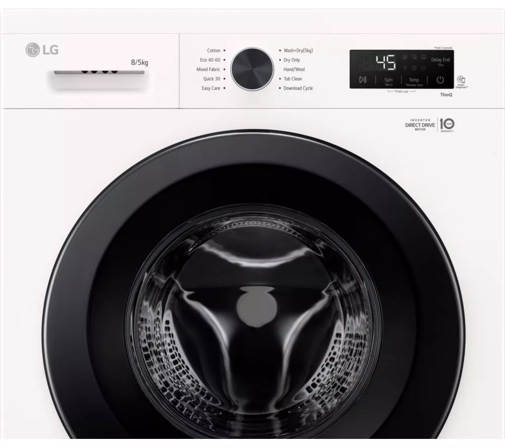 LG X10 Series Direct Drive W4X1085NWK WiFi-enabled 8 kg Washer Dryer - White - Image 3