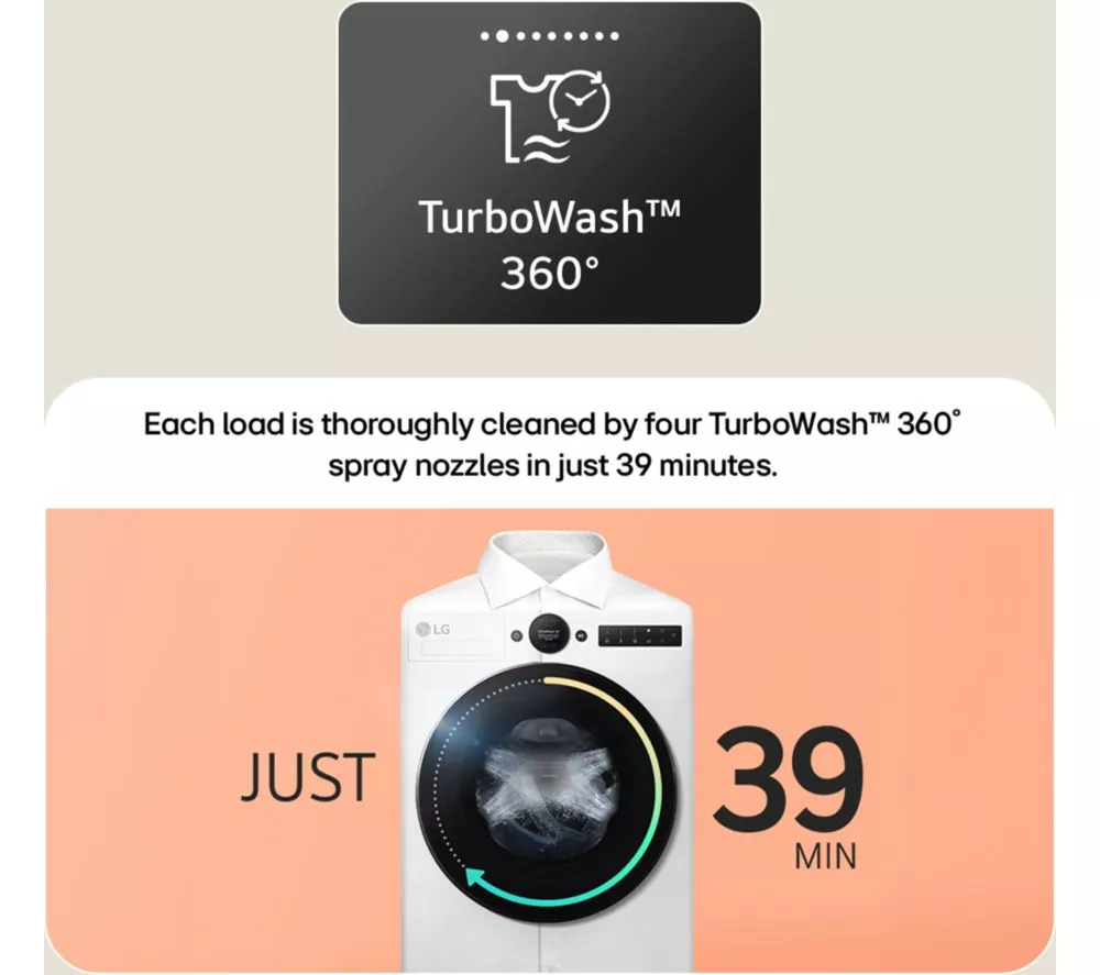 LG VX70 Series AI Direct Drive W4X7016TBB WiFi-enabled 11 kg Washer Dryer - Black - Image 8