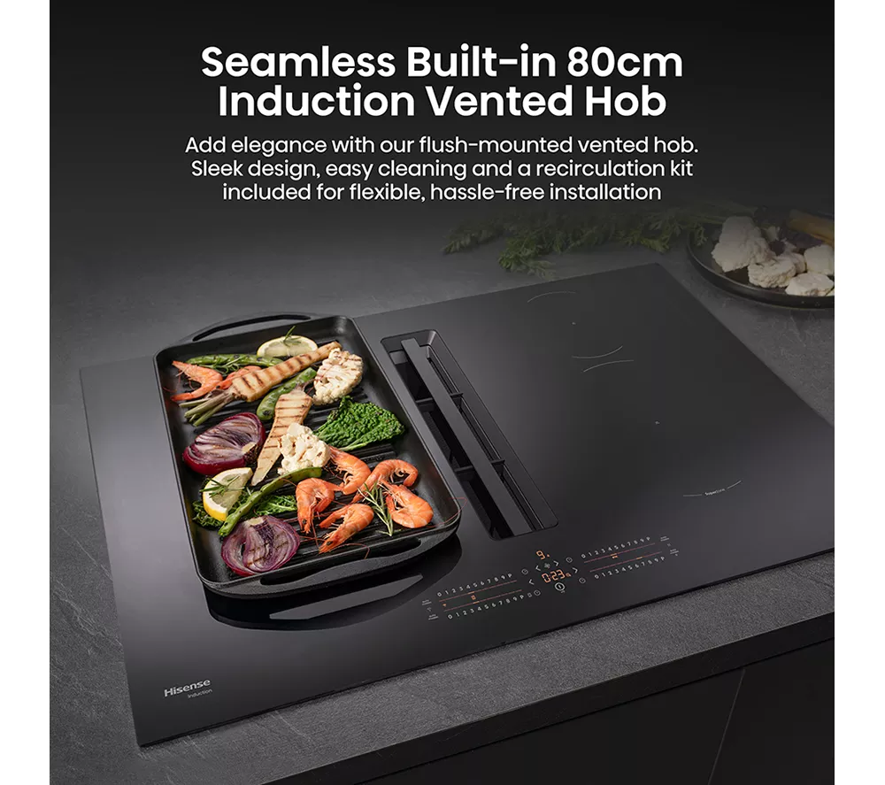 HISENSE Hi6 HEH8432BSCWF 83 cm Vented Induction Hob with Bridge Zone - Black - Image 3