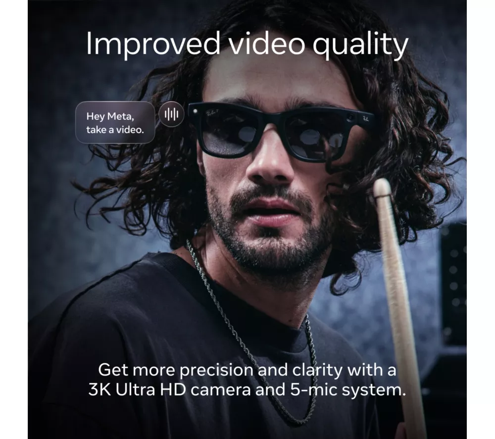 RAY-BAN Meta Skyler (Gen 2) Glasses - Shiny Black with Polarised Gradient Graphite Lenses - Image 4