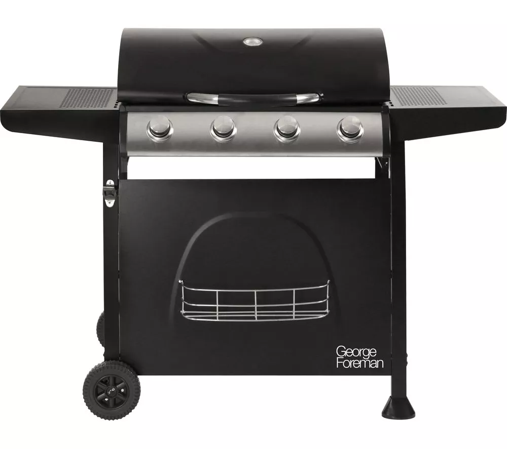 GEORGE FOREMAN GFGBBQ4B Portable 4 Burner Grill Gas BBQ - Black