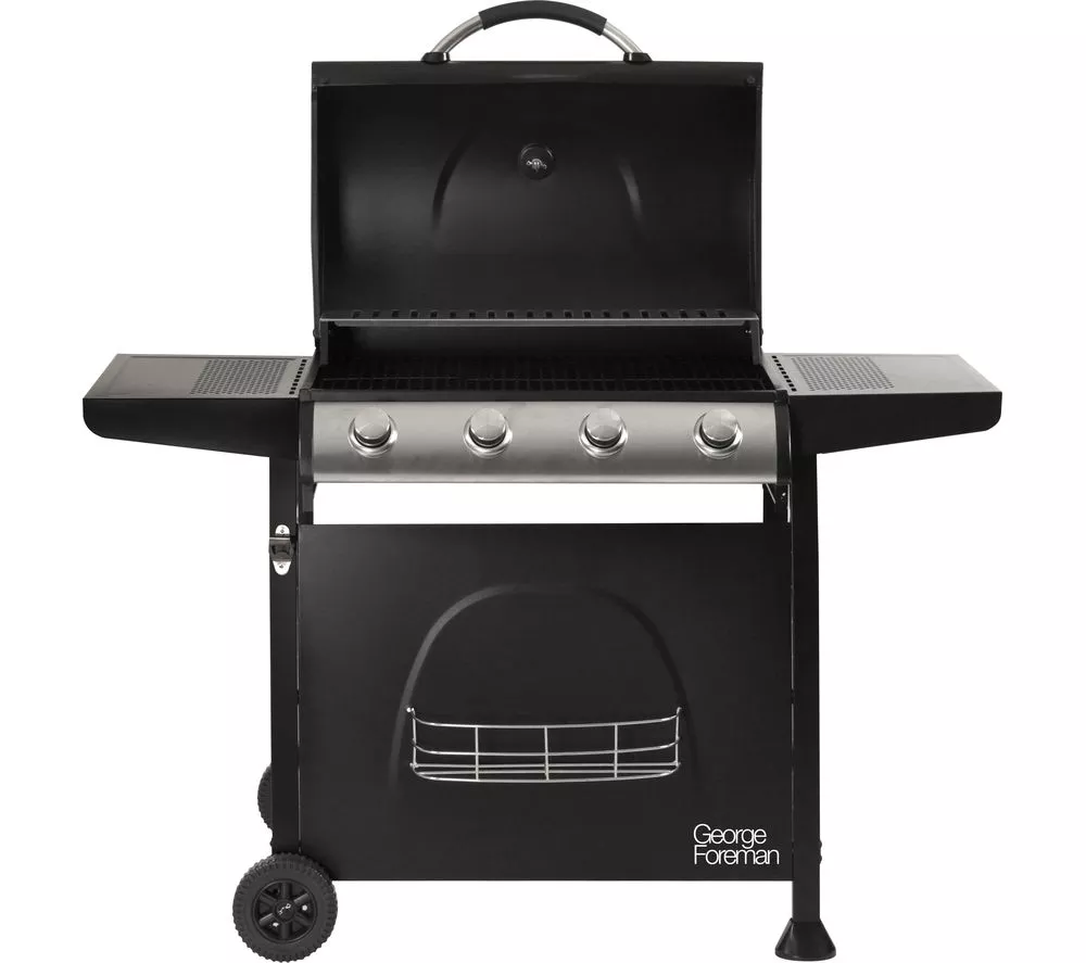 GEORGE FOREMAN GFGBBQ4B Portable 4 Burner Grill Gas BBQ - Black