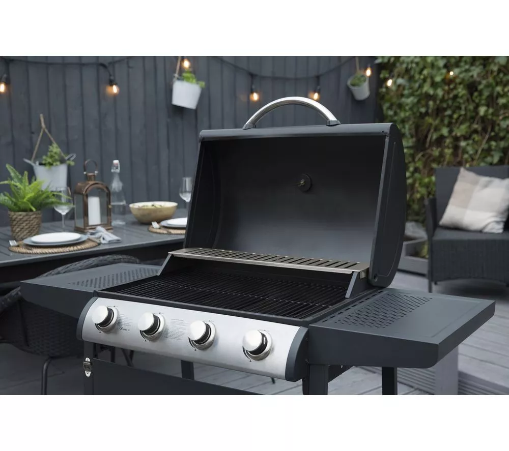 GEORGE FOREMAN GFGBBQ4B Portable 4 Burner Grill Gas BBQ - Black