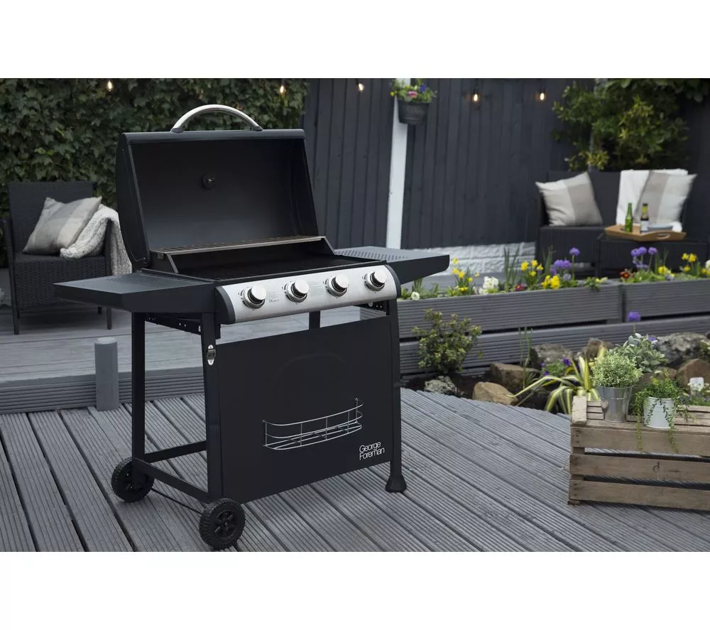 GEORGE FOREMAN GFGBBQ4B Portable 4 Burner Grill Gas BBQ - Black