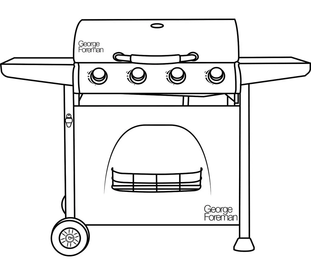 GEORGE FOREMAN GFGBBQ4B Portable 4 Burner Grill Gas BBQ - Black