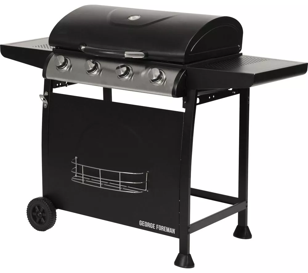 GEORGE FOREMAN GFGBBQ4B Portable 4 Burner Grill Gas BBQ - Black