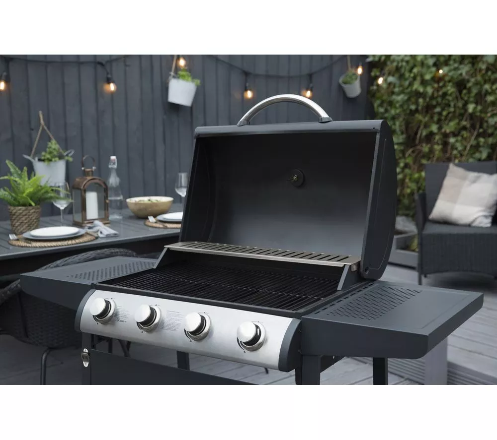 GEORGE FOREMAN GFGBBQ4B Portable 4 Burner Grill Gas BBQ - Black