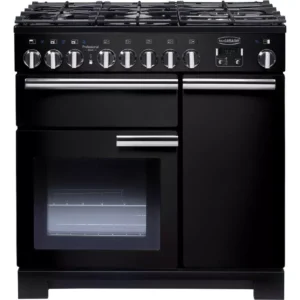 RANGEMASTER Professional Deluxe 90 Dual Fuel Range Cooker - Black & Chrome
