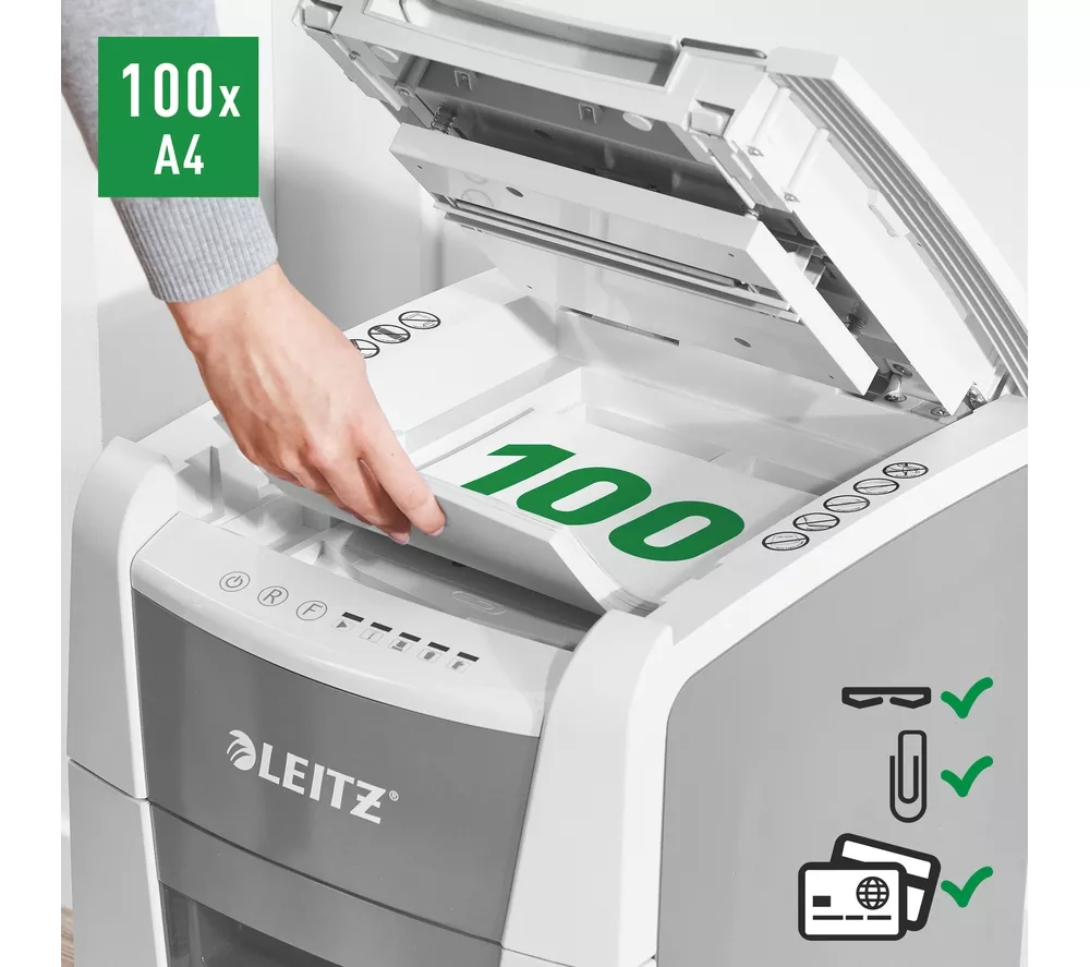LEITZ IQ AutoFeed Small Office 100 P4 Cross Cut Paper Shredder - Image 5