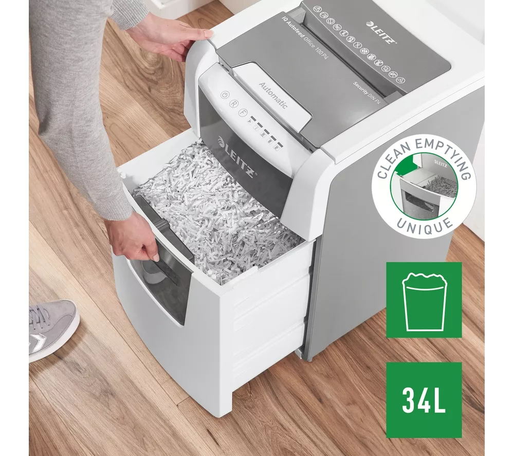LEITZ IQ AutoFeed Small Office 100 P4 Cross Cut Paper Shredder - Image 6
