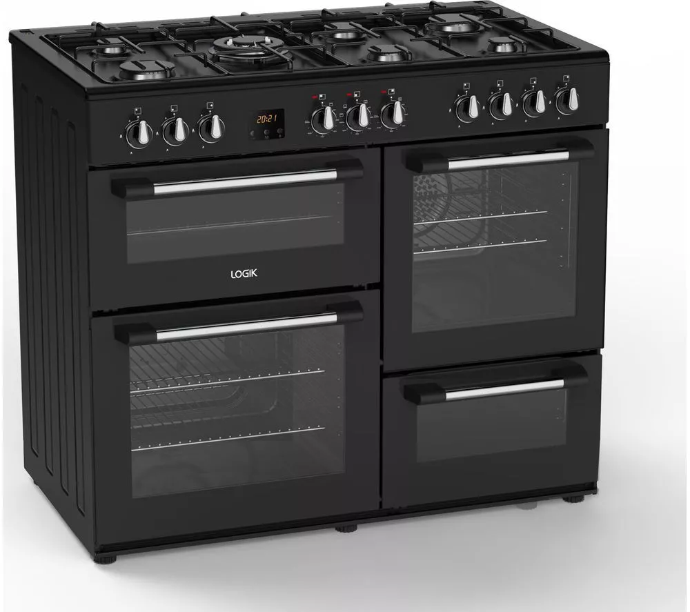 LOGIK LRC100B21 100 cm Dual Fuel Range Cooker - Black