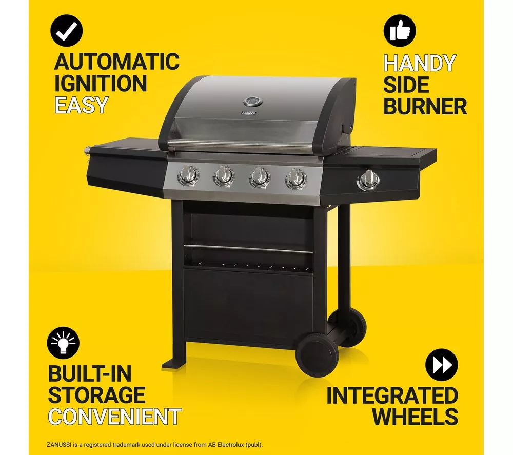ZANUSSI ZGBBQ4B01-C 4 Burner Grill Gas BBQ - Black - Image 14