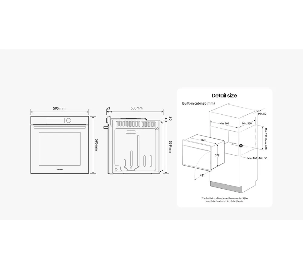 SAMSUNG Bespoke Series 4 NV7B41403AK U4 Electric Smart Oven - Black Glass