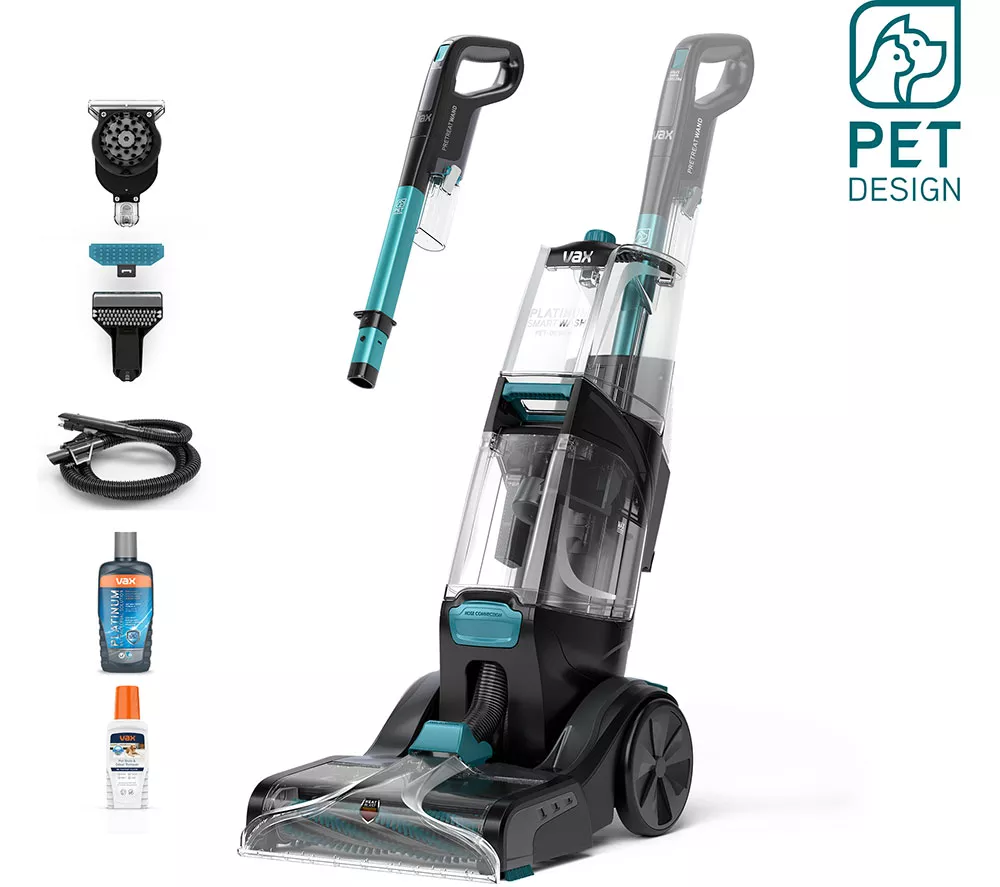 VAX Platinum Smartwash Pet-Design Upright Carpet Cleaner - Charcoal & Teal