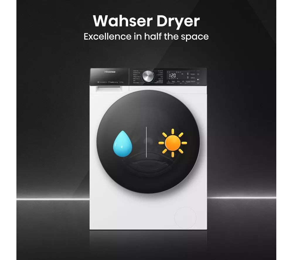 HISENSE 5S Series Auto Dosing WD5S1245BW WiFi-enabled 12 kg Washer Dryer - White - Image 16