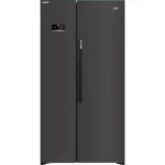 BEKO HarvestFresh ASL1442VPZ American-Style Fridge Freezer - Black Steel