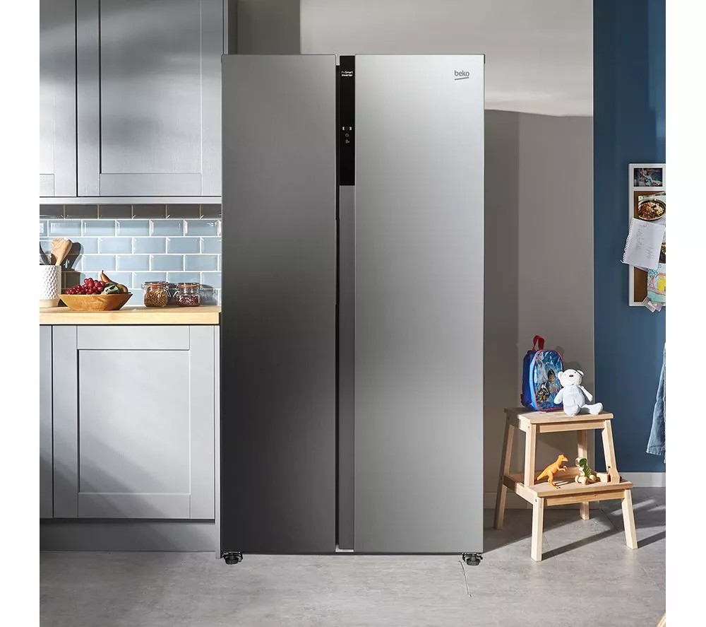 BEKO Frost Free ASL1532PX American-Style Fridge Freezer - Brushed Steel