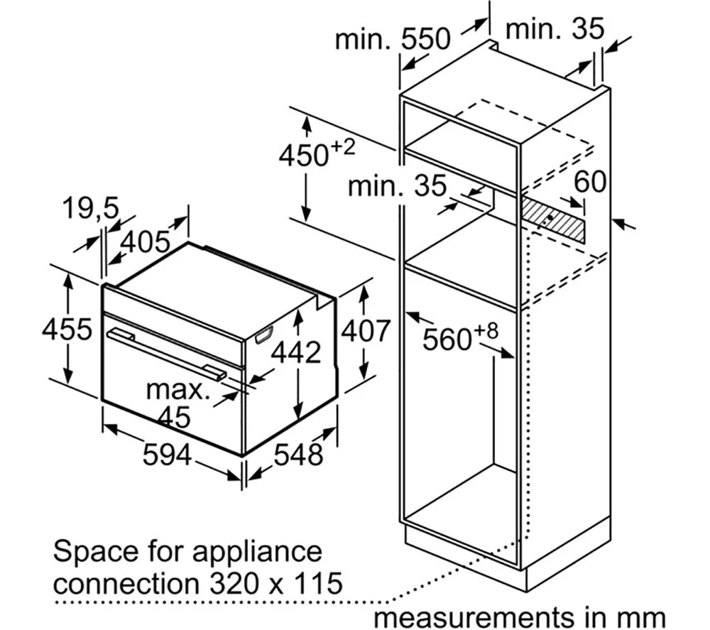 BOSCH Series 8 CSG7361B1 Built-in Compact Oven - Black