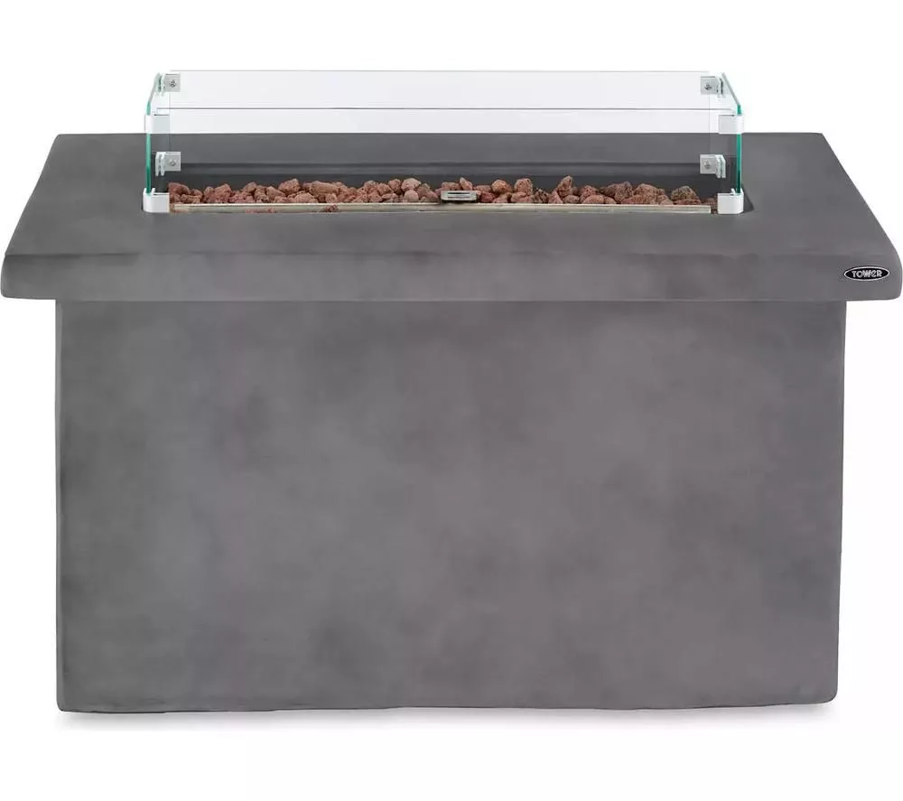 TOWER Magna Rectangular T978529 Portable Gas Fire Pit - Grey
