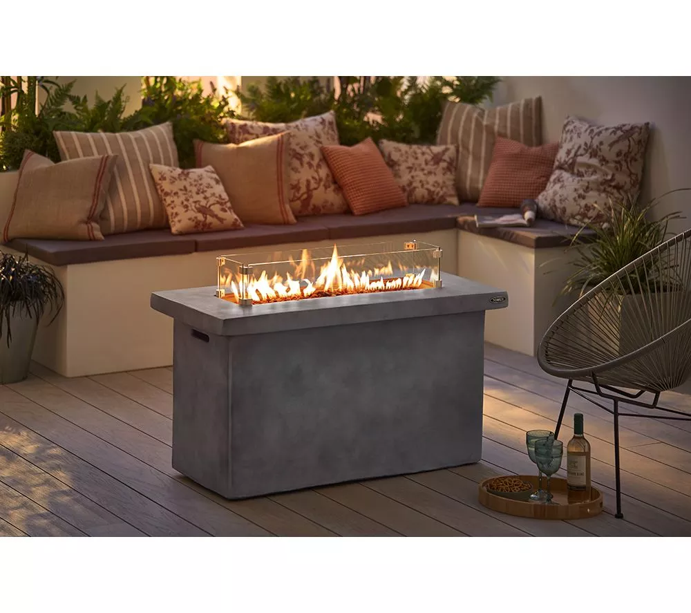 TOWER Magna Rectangular T978529 Portable Gas Fire Pit - Grey