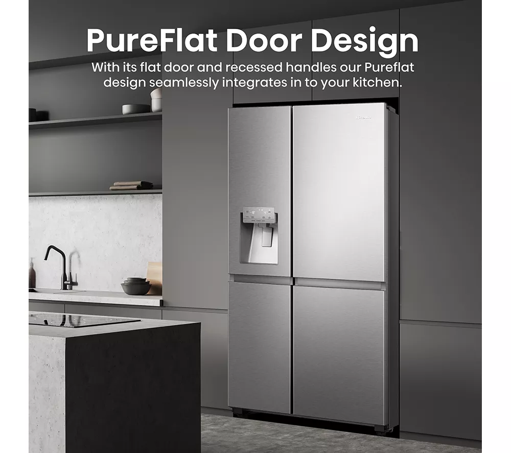 HISENSE PureFlat RS818N4TIC American-Style Smart Fridge Freezer - Stainless Steel