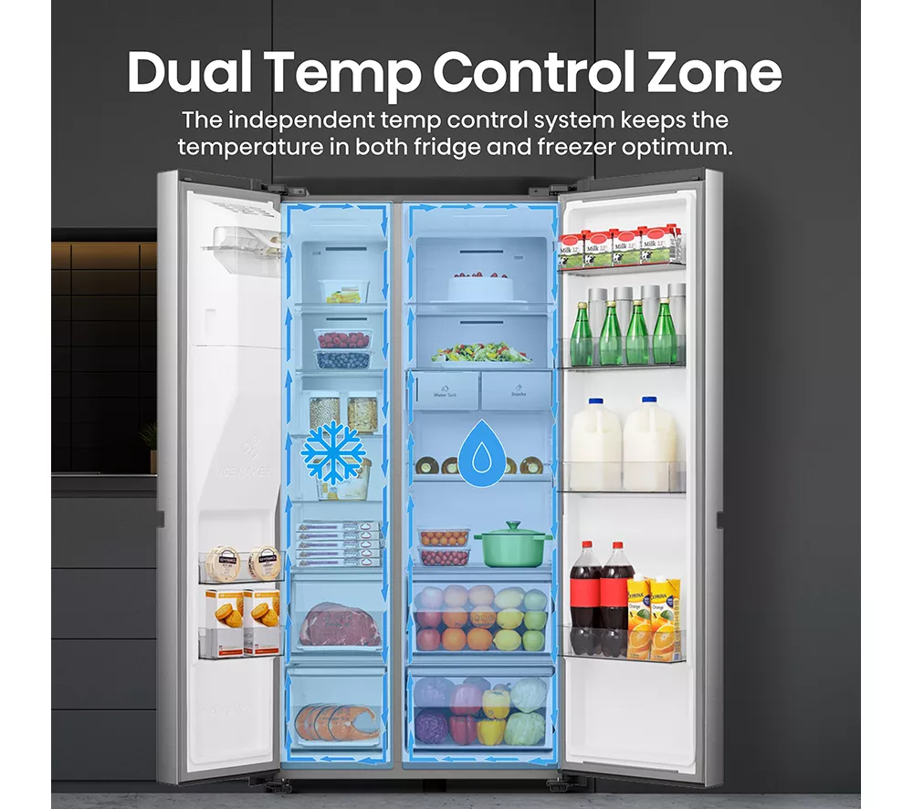 HISENSE PureFlat RS818N4TIC American-Style Smart Fridge Freezer - Stainless Steel