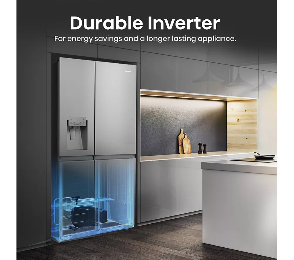 HISENSE PureFlat RS818N4TIC American-Style Smart Fridge Freezer - Stainless Steel