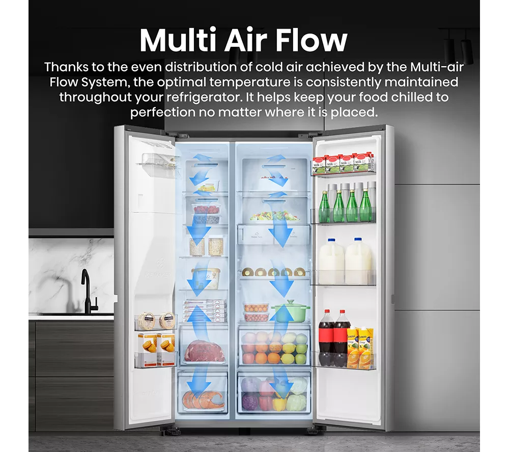 HISENSE PureFlat RS818N4TIC American-Style Smart Fridge Freezer - Stainless Steel