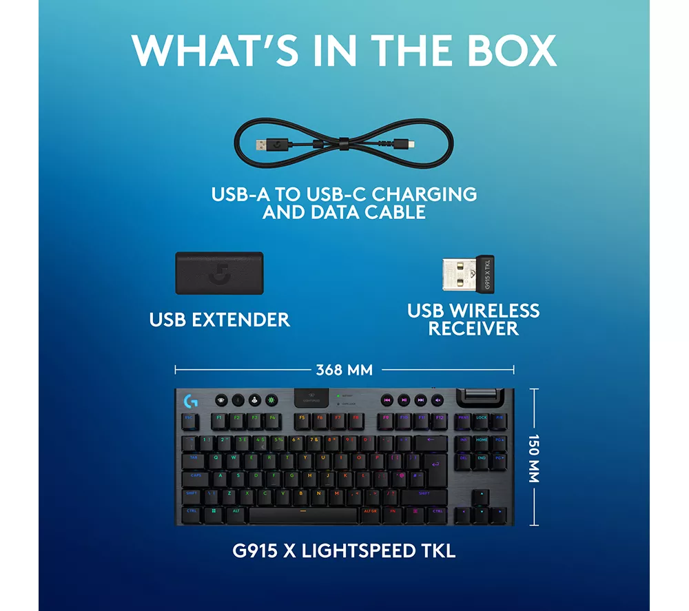 LOGITECH G915 LIGHTSPEED RGB Wireless Mechanical Gaming Keyboard