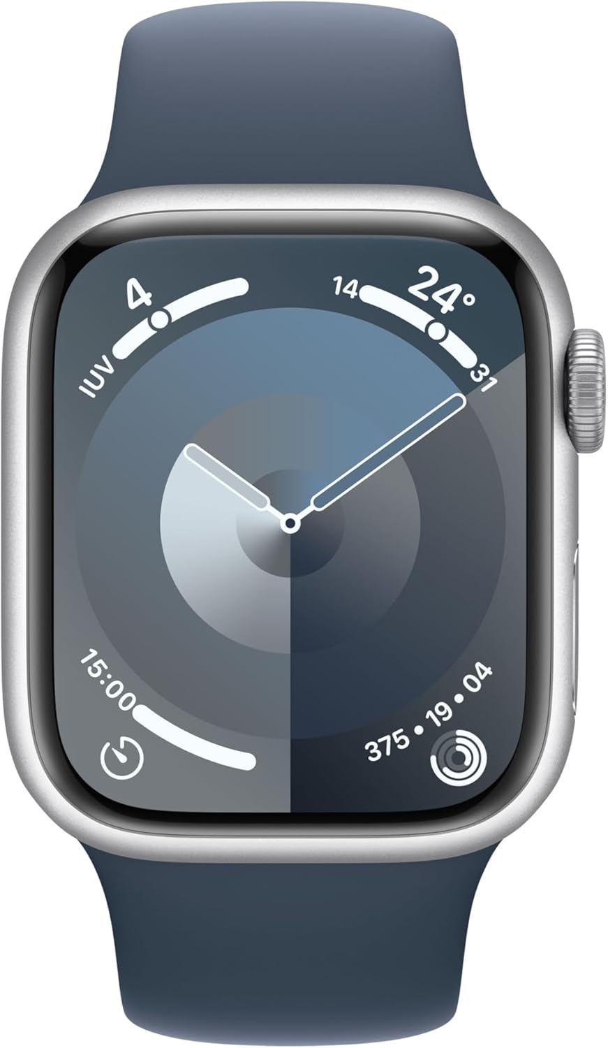 APPLE Watch Series 9 - 41 mm Silver Aluminium Case with Storm Blue Sport Band S M